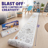 Space, Sea & Panda Theme Colouring Roll for Kids with 6 Acrylic Pens, 26 x 300 cm Extra Long Drawing & Coloring Paper Roll, Graffiti Art Colouring Scroll, Creative Coloring Activity for Boys & Girls