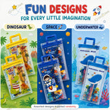 Stationery Set for Kids with Transparent Zipper Pouch, Notepad, 2 Pencils, Ruler, Eraser & Sharpener, Birthday Return Gifts, Party Favours for Boys & Girls Age 4-10