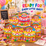 Reusable Birthday Return Gift Bags for Kids, Goody Bags, 20.5 x 23 cm Cake Theme Party Favor Pouches with Carry Handle & Clear Window, Goodie Bags for Toys, Candies & School Gifts