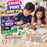 Glow in the Dark Rock Painting Kit for Kids 6-12 Years | DIY Art & Craft Activity Set with 10 Rocks & Paints | Kids Craft Paint Set, Creative Art Supplies & Birthday Gift Toy for Boys & Girls