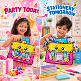 Birthday Return Gift Bags for Kids, Cartoon Backpack Goodie Bags, 24 x 25 cm, Sliding Lock Pouches with Handle, Standing Bottom & Clear Window for Party Favours, Toys & Candies