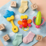 3-Piece Baby Rattles & Teether Set | Soft Newborn Sensory Toys for 0 Months+ | Lightweight Star, Butterfly & Silicone Teether for Infant Play and Early Development