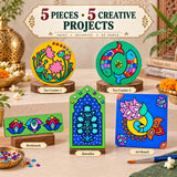 Pichwai DIY Art & Craft Kit for Kids & Adults | MDF Wooden Painting Kit with 5 Projects, 6 Paint Colours, Brush & Gems | Coasters, Bookmark, Jharokha & Art Board | Creative Hobby Gift for kids