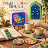 Pichwai DIY Art & Craft Kit for Kids & Adults | MDF Wooden Painting Kit with 5 Projects, 6 Paint Colours, Brush & Gems | Coasters, Bookmark, Jharokha & Art Board | Creative Hobby Gift for kids