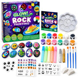 Glow in the Dark Rock Painting Kit for Kids 6-12 Years | DIY Art & Craft Activity Set with 10 Rocks & Paints | Kids Craft Paint Set, Creative Art Supplies & Birthday Gift Toy for Boys & Girls