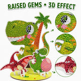 Diamond Painting Kit for Kids, Dinosaur Shark Unicorn DIY 3D Stereoscopic Crystal Art & Craft Kits with Colourful Gem Beads, Diamond Pen & Tray, Birthday Gift for Kids