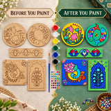 Pichwai DIY Art & Craft Kit for Kids & Adults | MDF Wooden Painting Kit with 5 Projects, 6 Paint Colours, Brush & Gems | Coasters, Bookmark, Jharokha & Art Board | Creative Hobby Gift for kids