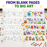Colouring Roll for Kids, 30 x 300 cm Extra Long Drawing & Coloring Paper Roll Posters, Mixed Theme Giant Colouring Scrolls, Graffiti Art & Craft Activity for Boys & Girls