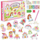 DIY Diamond Painting Sticker Kit for Girls, 15 Princess, Fairy & Unicorn Gem Art Stickers, 5D Diamond Art & Craft Kit with Colourful Rhinestones & Tools, Birthday Gift for Girls 6-12 Years