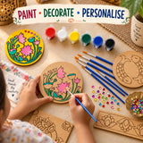 Pichwai DIY Art & Craft Kit for Kids & Adults | MDF Wooden Painting Kit with 5 Projects, 6 Paint Colours, Brush & Gems | Coasters, Bookmark, Jharokha & Art Board | Creative Hobby Gift for kids
