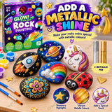 Glow in the Dark Rock Painting Kit for Kids 6-12 Years | DIY Art & Craft Activity Set with 10 Rocks & Paints | Kids Craft Paint Set, Creative Art Supplies & Birthday Gift Toy for Boys & Girls