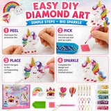 DIY Diamond Painting Sticker Kit for Girls, 15 Cute Unicorn & Sweet Theme Gem Art Stickers, 5D Diamond Art & Craft Activity Kit, Creative Birthday Gift for Girls 6-12 Years