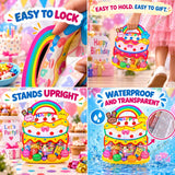 Reusable Birthday Return Gift Bags for Kids, Goody Bags, 20.5 x 23 cm Cake Theme Party Favor Pouches with Carry Handle & Clear Window, Goodie Bags for Toys, Candies & School Gifts