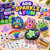 Glow in the Dark Rock Painting Kit for Kids 6-12 Years | DIY Art & Craft Activity Set with 10 Rocks & Paints | Kids Craft Paint Set, Creative Art Supplies & Birthday Gift Toy for Boys & Girls
