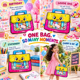 Birthday Return Gift Bags for Kids, Cartoon Backpack Goodie Bags, 24 x 25 cm, Sliding Lock Pouches with Handle, Standing Bottom & Clear Window for Party Favours, Toys & Candies