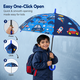 Crackles Kids Umbrella for Rain | Umbrella with Cute Cartoon Print | One Click Open | Child Safe Rounded Tips | Lightweight School Non-Foldable Stylish Umbrella for Boys & Girls and Women