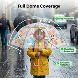 Crackles Kids Umbrella for Rain | Umbrella with Cute Cartoon Print | One Click Open | Child Safe Rounded Tips | Lightweight School Non-Foldable Stylish Umbrella for Boys & Girls and Women