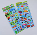 Crackles Transportation Stickers 8 Sheets with Car, Airplane, Steamship, Train, Motorcycle - PVC Transportation Stickers for Kids(Vehicle -8 Sheet Mix Design)