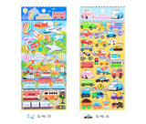 Crackles Transportation Stickers 8 Sheets with Car, Airplane, Steamship, Train, Motorcycle - PVC Transportation Stickers for Kids(Vehicle -8 Sheet Mix Design)