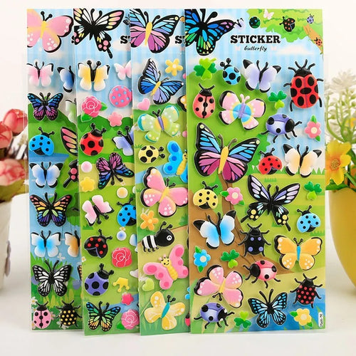 Kawaii Sticker Set–Puffy Stickers for Kids,3D Stickers for Girls,Cute Stickers,Foam Stickers for Kids,Craft Stickers,Self Adhesive Stickers(Bird, Insect, Butterfly-12 Sheet Mix Design)