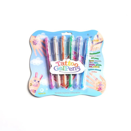 Fancy Tattoo Gel Pen Pack Glitter Pen Birthday Return Gifts Kids Boys and Girls (Pack of 1) Multicolor- Ideal for Birthday Return Gifts