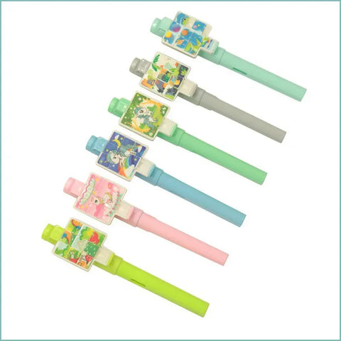 Birthday Party Favors: Pack of 1 Gel Pens with Fun Sliding Puzzle Toppers – Perfect for Boys & Girls! Ideal Stationery Birthday Return Gift - Multi Print and color