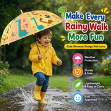 Crackles Kids Umbrella for Rain | Umbrella with Cute Cartoon Print | One Click Open | Child Safe Rounded Tips | Lightweight School Non-Foldable Stylish Umbrella for Boys & Girls and Women