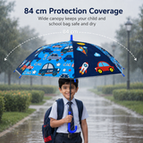 Crackles Kids Umbrella for Rain | Umbrella with Cute Cartoon Print | One Click Open | Child Safe Rounded Tips | Lightweight School Non-Foldable Stylish Umbrella for Boys & Girls and Women