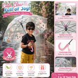 Crackles Kids Umbrella for Rain | Umbrella with Cute Cartoon Print | One Click Open | Child Safe Rounded Tips | Lightweight School Non-Foldable Stylish Umbrella for Boys & Girls and Women