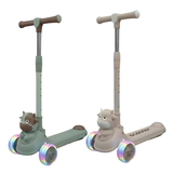 Musical Foldable Kick Scooter for Kids with LED Light Wheels | Skating Cycle Style Scooter with Adjustable Handle & Foldable Design Lightweight Ride-On Toy for Boys & Girls Outdoor Toy (Random Color)