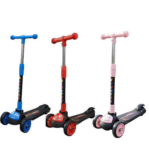 Foldable Kick Scooter for Kids | Skating Cycle Style Scooter with Adjustable Handle & Foldable Design Lightweight Ride-On Toy for Boys & Girls Outdoor Toy (Random Color )