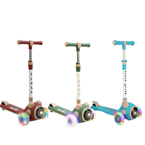 Light and Sound Musical  Foldable Kick Scooter for Kids with LED Light Wheels | Skating Cycle Style Scooter with Adjustable Handle & Foldable Design | Lightweight Ride-On Toy for Boys & Girls (Random Color)