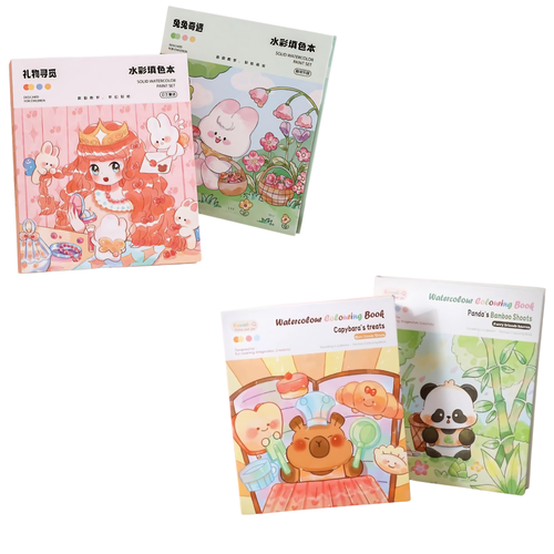Beginner Coloring Book - Preschool Painting Set | Watercolor Painting Set – DIY Graffiti Coloring Note-Book with Watercolor (panda) - Pack of 1 (Random Color )