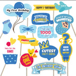 First Birthday Party Photo Booth Props Blue for Baby Boy, 1st Birthday Decorations for Boy , Kids Birthday Party Decoration Items- 38 Pieces