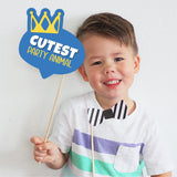 First Birthday Party Photo Booth Props Blue for Baby Boy, 1st Birthday Decorations for Boy , Kids Birthday Party Decoration Items- 38 Pieces