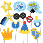 First Birthday Party Photo Booth Props Blue for Baby Boy, 1st Birthday Decorations for Boy , Kids Birthday Party Decoration Items- 38 Pieces