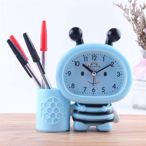 Bee Shape Bedside Alarm Clock with Pencil Holder Decor for Kids and Birthday Gift Pack of 1