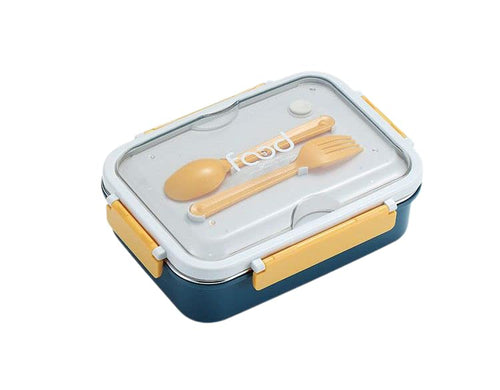 Insulated Stainless Steel Tray Food Plate Container, Lunch Box with Spoons for Boys/Girls and Office/School (620Ml )- Assorted Colors