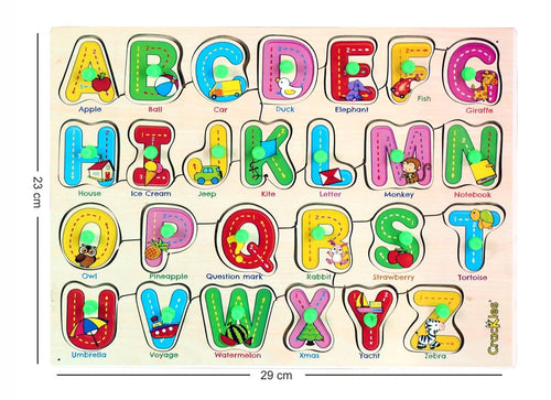 Wooden Learning Board- Capital Letter Learning Board for Kids Pegged Puzzles Pack of 1 for Birthday Return Gifts