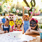 Crackles Kids Colorful Animal Felt Masks Party Favors for Kid - Safari Party Supplies- Great Idea for Petting Zoo | Farmhouse | Jungle Safari Theme Birthday Party Mix pack of 12 masks