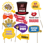 All Occasion Indian Bengali Family Photo Booth Props in Party, Baby Shower Props for Family / Birthday Props for Family / Wedding Props for Family (42 Pieces)