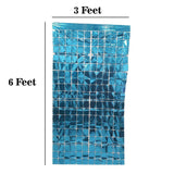 Pack Foil Square Curtain (Pack of 1 ; 3ft x 6ft Each) Metallic Backdrop Streamers for Party Birthday, Baby Shower, Cradle, Wedding Decorations (Light Blue)