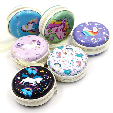 Double Sided Unicorn Style Metal Tin Pouch for Earphone, Coins, Memory  Card, Pendrive & Jewllery Pouch Case (Multicolor, Pack of 1 Assorted )