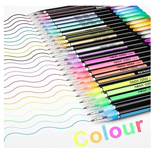 Neon Pens 12 Pcs Neon Glitter Pens Set Gel Colour Pens Set Color Stationary  For Gift Colorful Pen Gift for Kids Coloring Sketching Painting