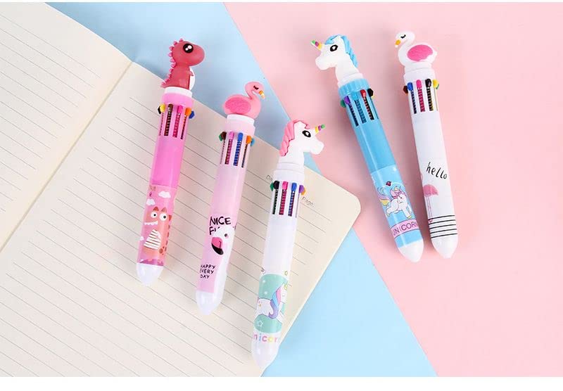 Cartoon Pens Colorful Gel Ink Pen- Flamingos & Unicorns- Quantity of 10-  Cute!