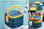 Modern Design Square Shape Double Layer Lunch Box with 1 Spoon