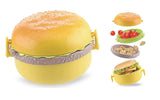 Burger Shape Double Layer Plastic Lunch Box with Spoons Perfect for Salads, Sandwiches and Snacks