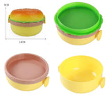 Burger Shape Double Layer Plastic Lunch Box with Spoons Perfect for Salads, Sandwiches and Snacks