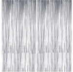 Metallic Fringe Silver Curtains Large Size 3 ft x 10 ft for Birthday, Anniversaries, Graduation, Retirement, Baby Shower, New Year Decoration- Pack of 1