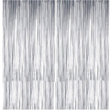 Metallic Fringe Silver Curtains Large Size 3 ft x 10 ft for Birthday, Anniversaries, Graduation, Retirement, Baby Shower, New Year Decoration- Pack of 1